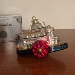 Mississippi Ship Kurt Adler Polonaise Glass Christmas Ornament with box